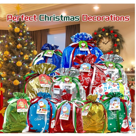 B974 Limited Edition INSTAWRAP 38 Piece Christmas Drawstring Gift Bags Assorted - Picture 2 of 5